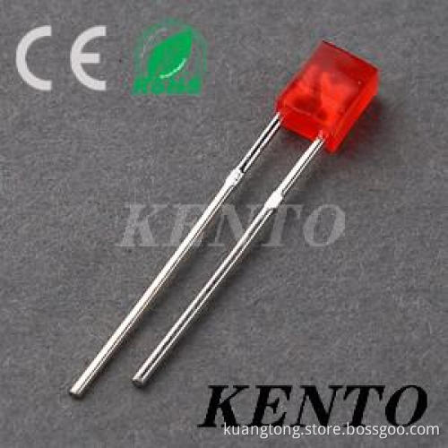 2X5mm Square Red Diffused Lens Led Lamp